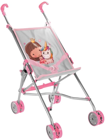 Kočík pre bábiky parasolka Unicorn Grey, skladací