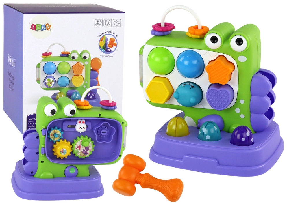 E-shop Lean Toys Vzdelávací panel s dinosaurami, hra Whac-A-Mole Sorter pre deti, fialová