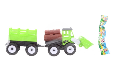 Traktor s nakladačom a prívesom