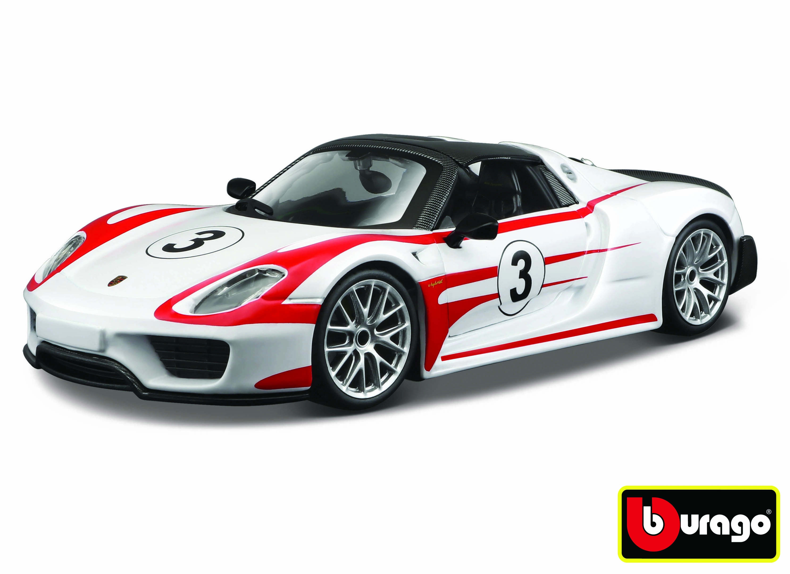 E-shop Bburago Race Porsche 918 Weissach biela 1:24