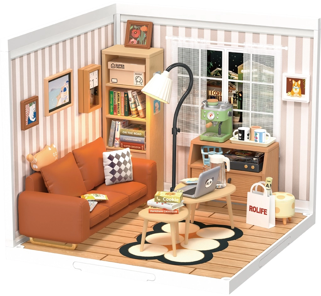 E-shop ROBOTIME Rolife DIY House: Obývacia izba s LED osvetlením 114 dielikov