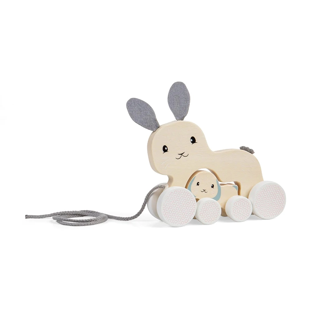 E-shop Ťahacia drevená zajačica s mláďatkom BIGJIGS TOYS