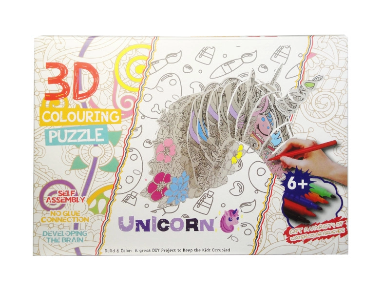 E-shop 3D puzzle jednorožca na vyfarbovanie