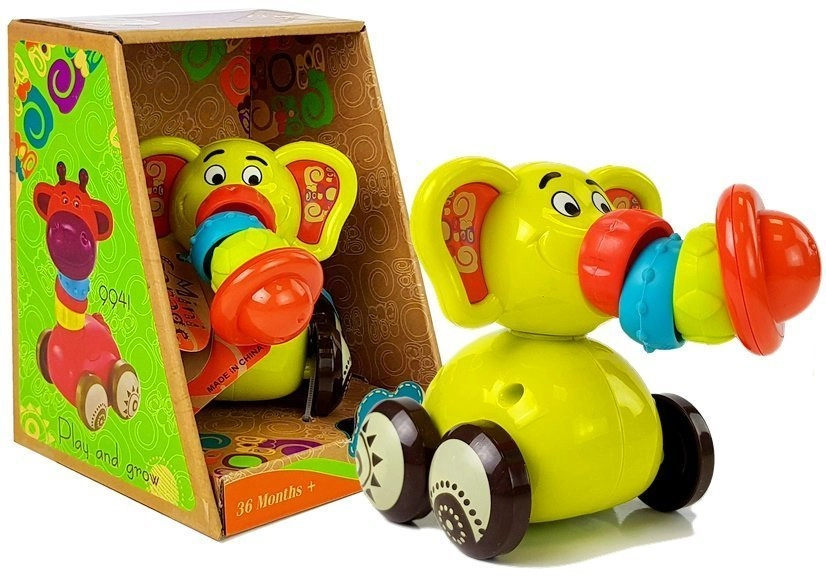 E-shop Lean Toys Slon na kolesách naťahovací chobot zelený