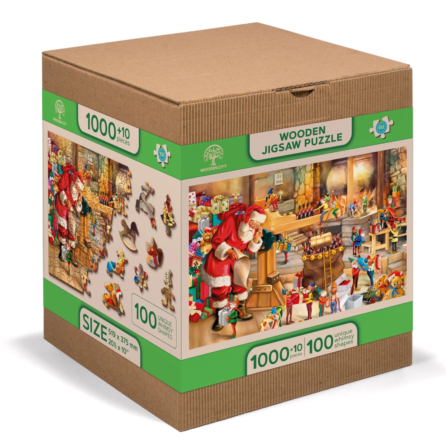 E-shop Wooden City Drevené puzzle Santova dielňa 2v1, 1010 dielikov EKO