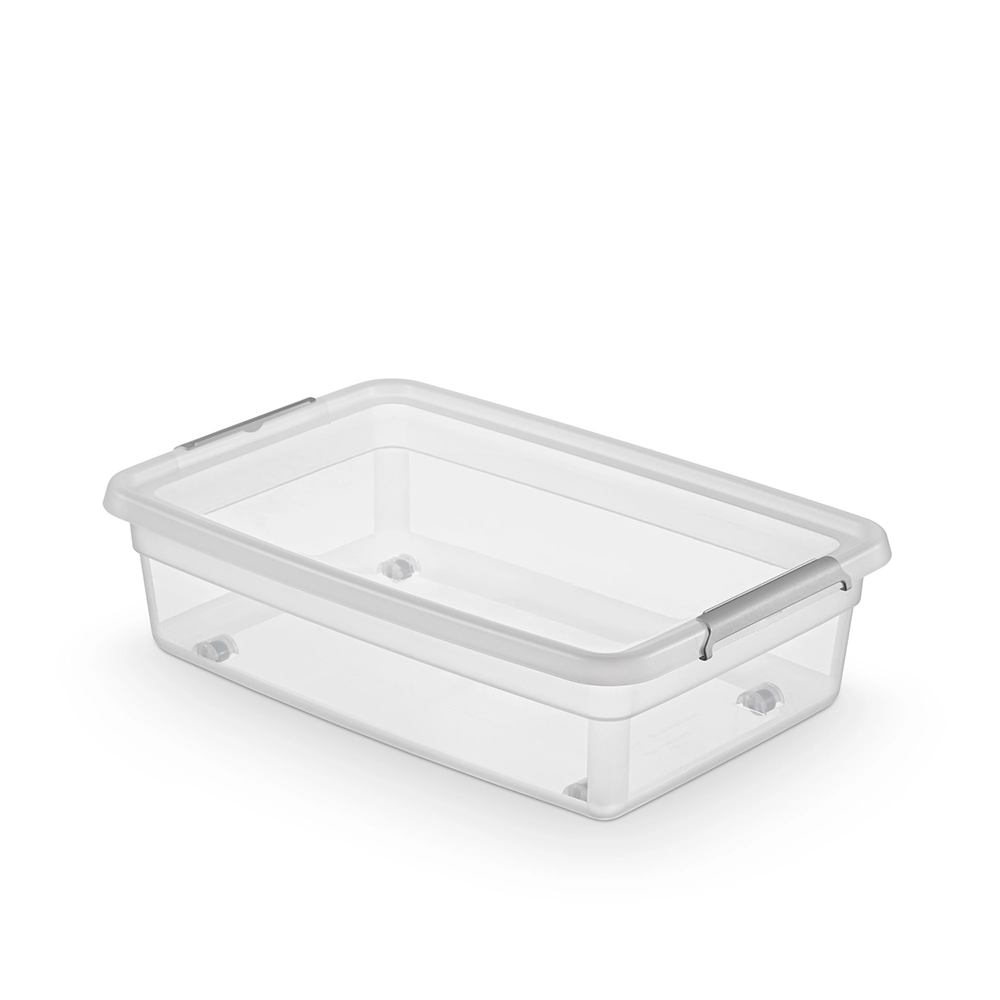 E-shop Basestore úložný box s vekom, klipsami a kolieskami 29 l (nízky profil)