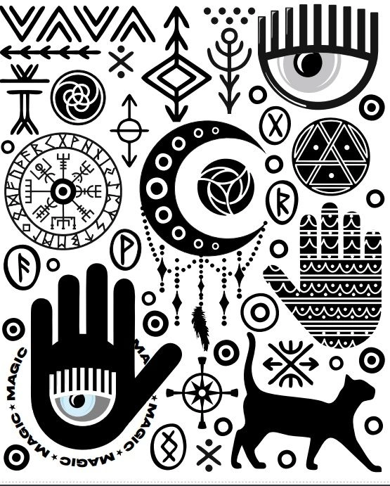 E-shop Nažehľovacie nášivky – mystické symboly, veľký arch 20 × 30 cm