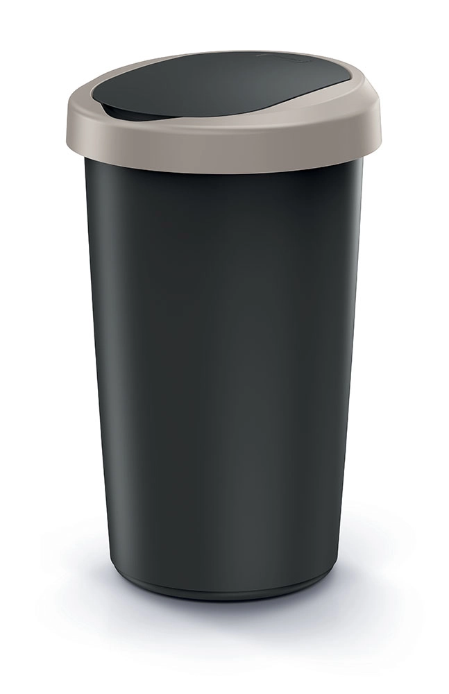 E-shop Prosperplast Odpadkový kôš COMPACTA R FLAP recyklovaný čierny so svetlohnedým vekom 25 l