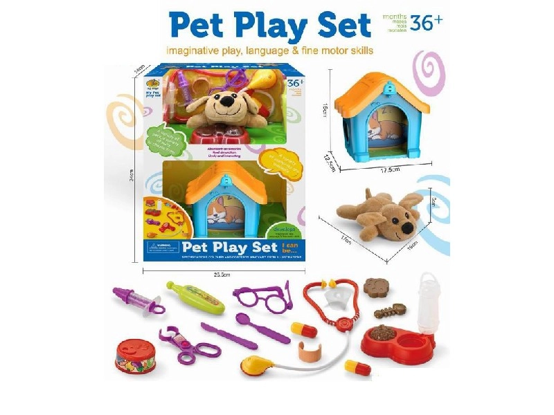 Plyšový psík s búdou a doplnkami