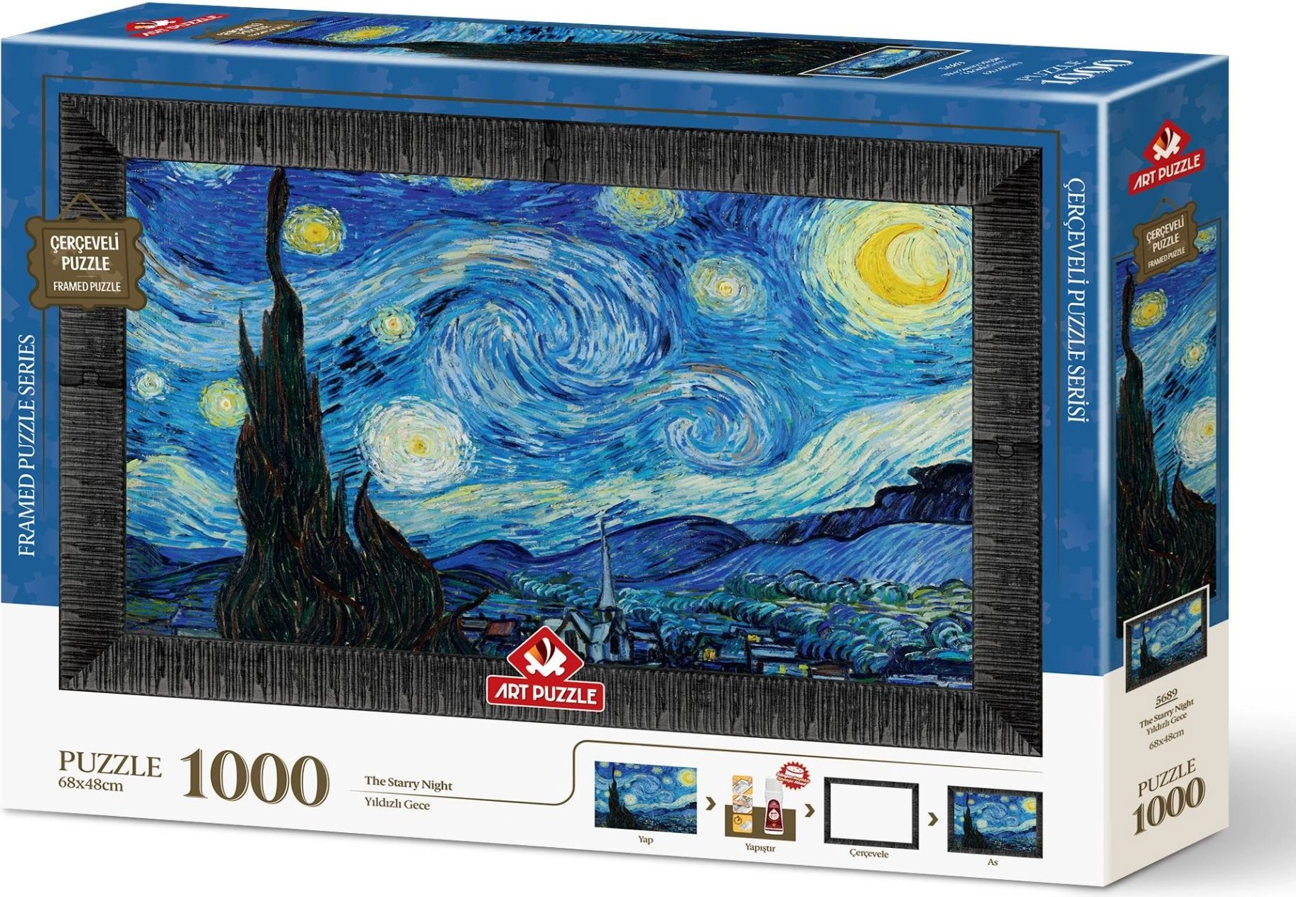 Puzzle Hviezdna noc s rámom a lepidlom 3v1