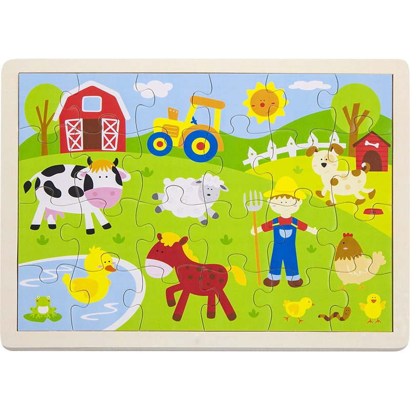 E-shop Drevené puzzle farma 24 dielikov BABU