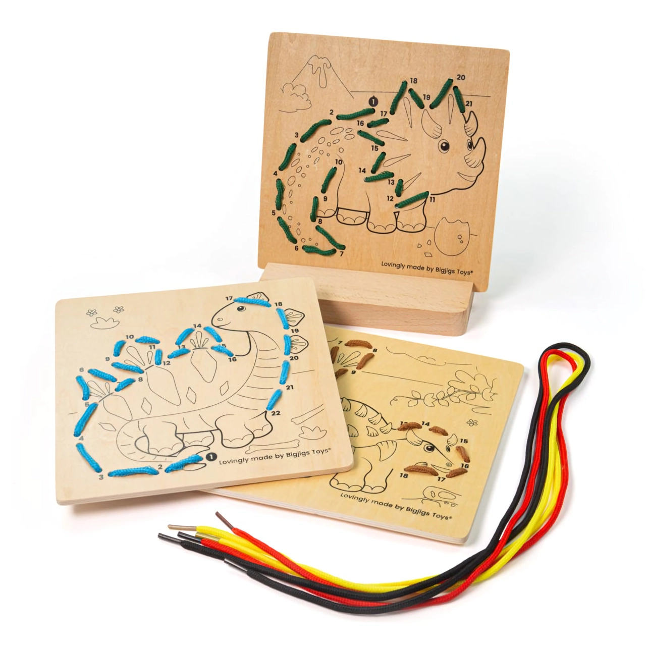 E-shop Bigjigs Toys Provlékání podle čísel Dinosauři