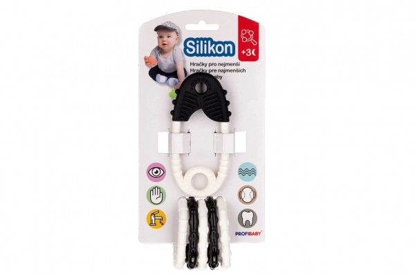 E-shop Profibaby kousátko špendlík + přívěsky 12 cm černobílá