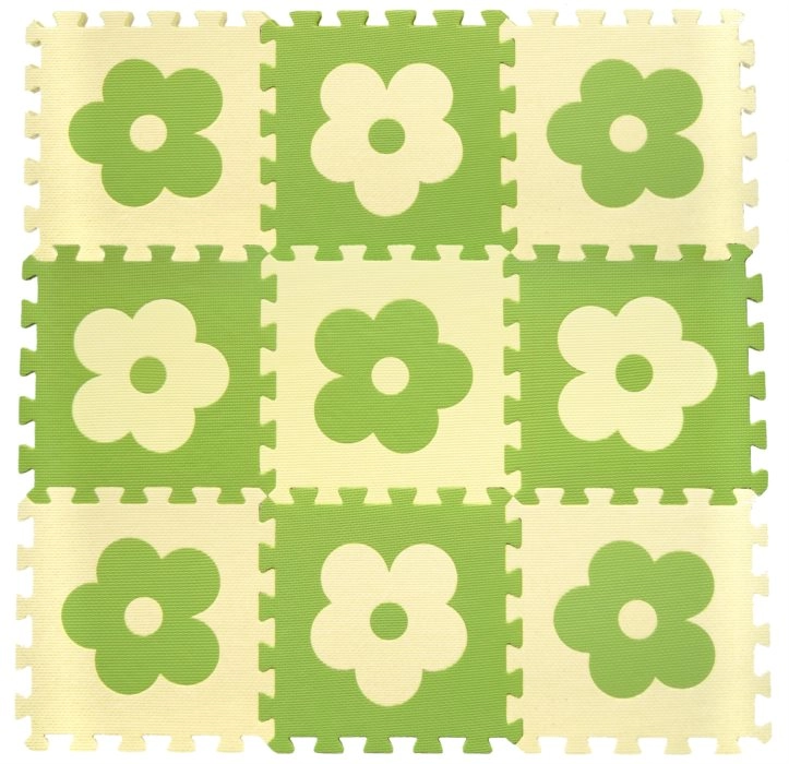 E-shop Penová podložka puzzle Kvety zeleno-béžové