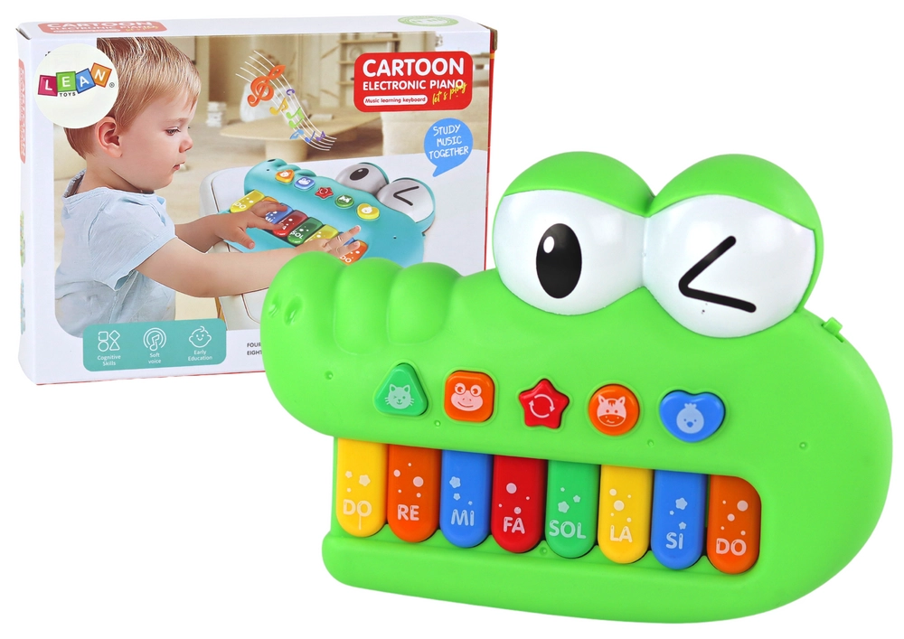 E-shop LEAN TOYS Náučný hudobný klavírny organ zelený krokodíl