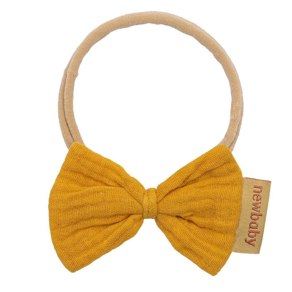 čelenka pre bábätká New Baby mušelín horčicová