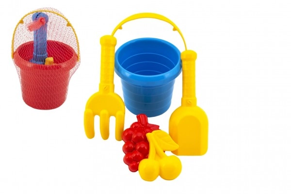 E-shop Teddies Sada na piesok 5ks plast vedro lopatka hrabličky bábovka 2ks 3 farby