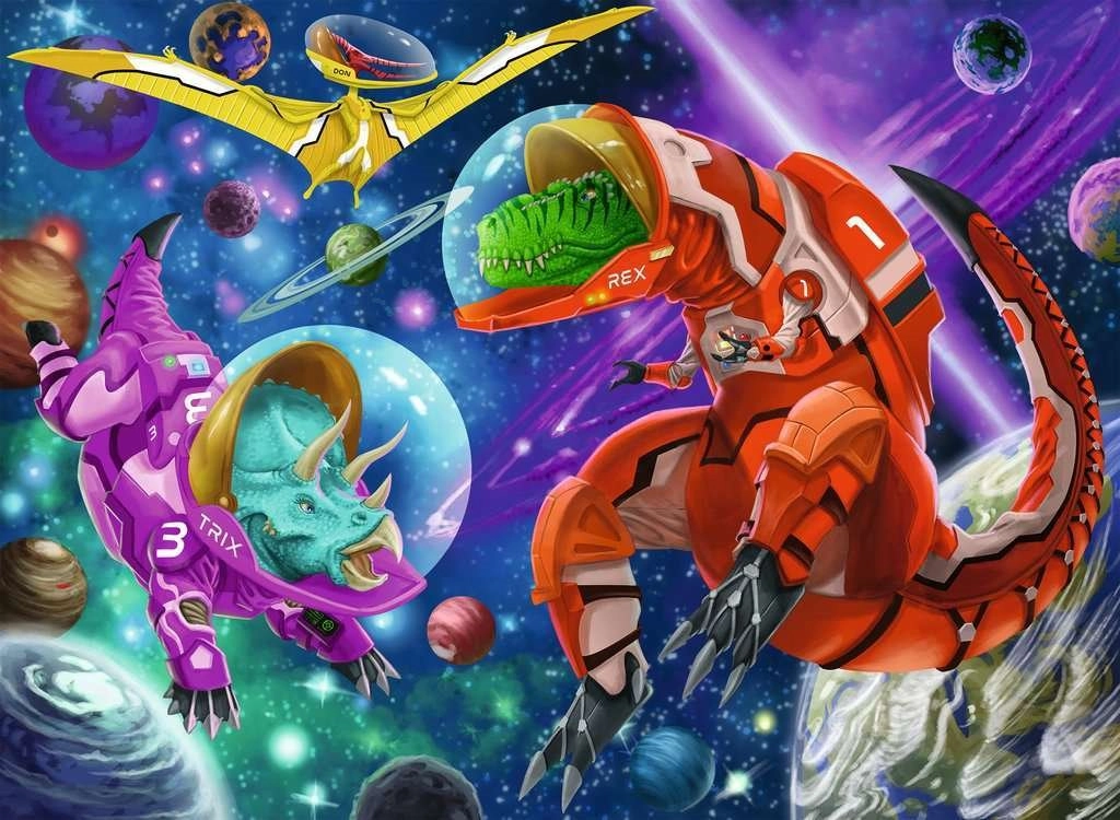 E-shop Puzzle RAVENSBURGER Dinosaury vo vesmíre XXL 200 dielikov