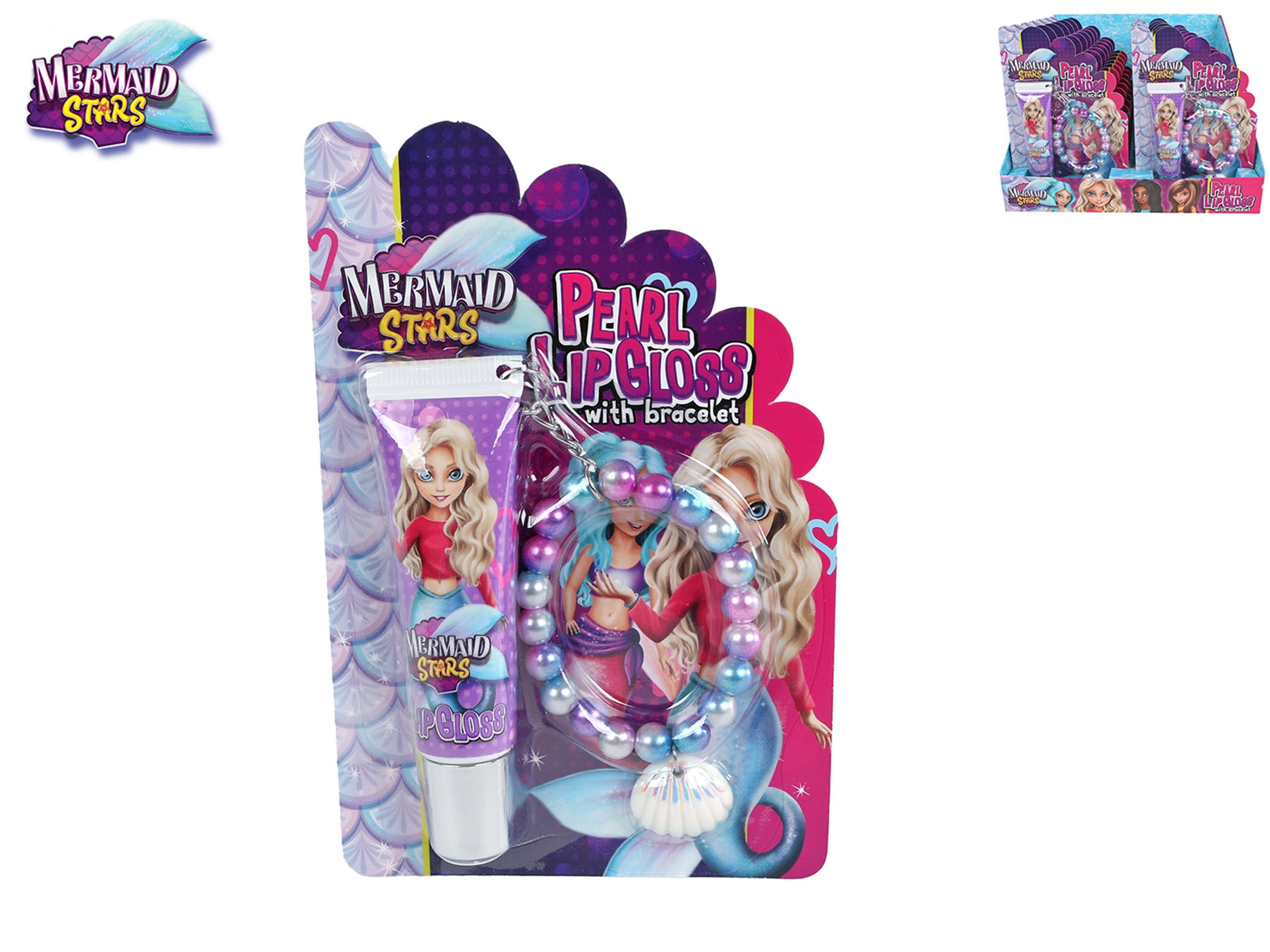 E-shop Mermaid Stars sada krásy s leskom na pery a perlovým náramkom