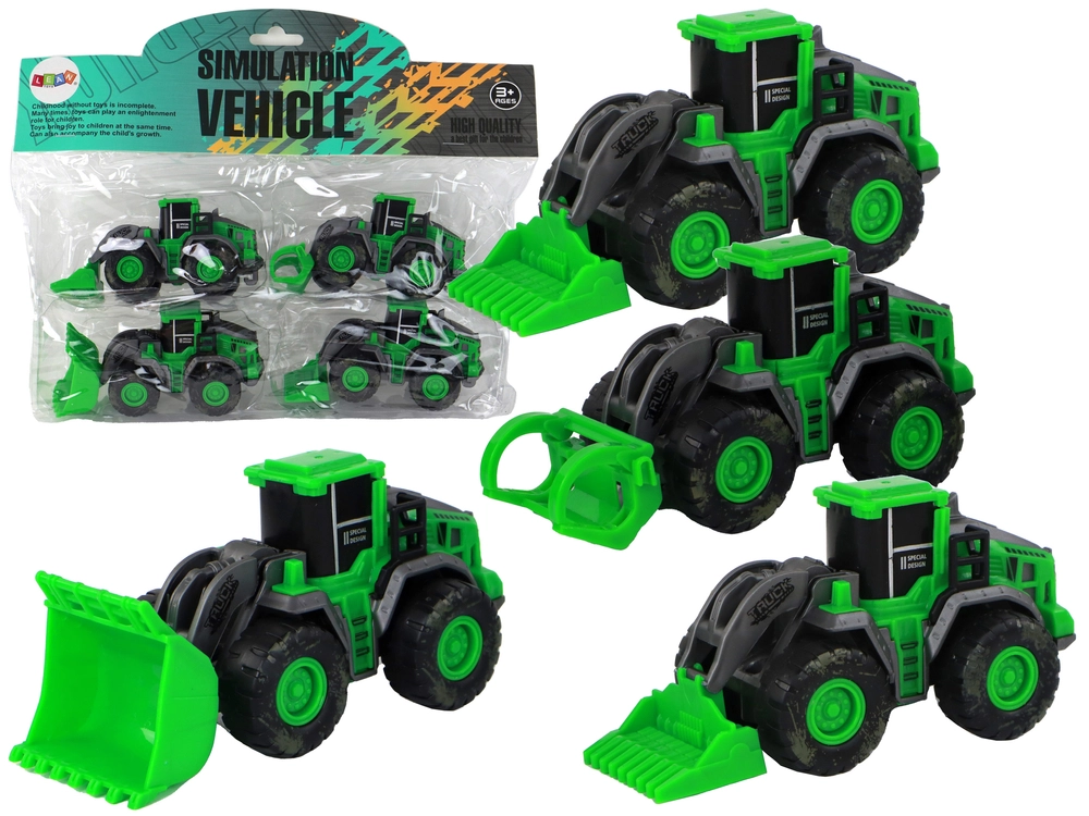 E-shop Lean Toys Súprava zelených traktorov – 4ks.