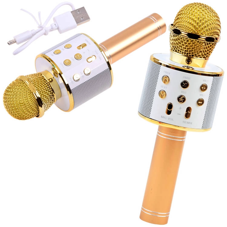 JOKO Mikrofón Karaoke Bluetooth a nabíjačka zlatý