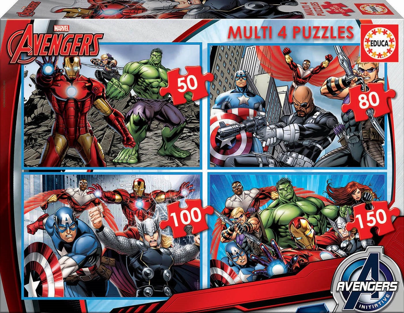 E-shop Educa 16331 4-obrázkové multi Avengers 50,80,100,150 dielov