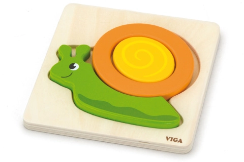 E-shop Drevené vrstvené puzzle slimák VIGA pre najmenších