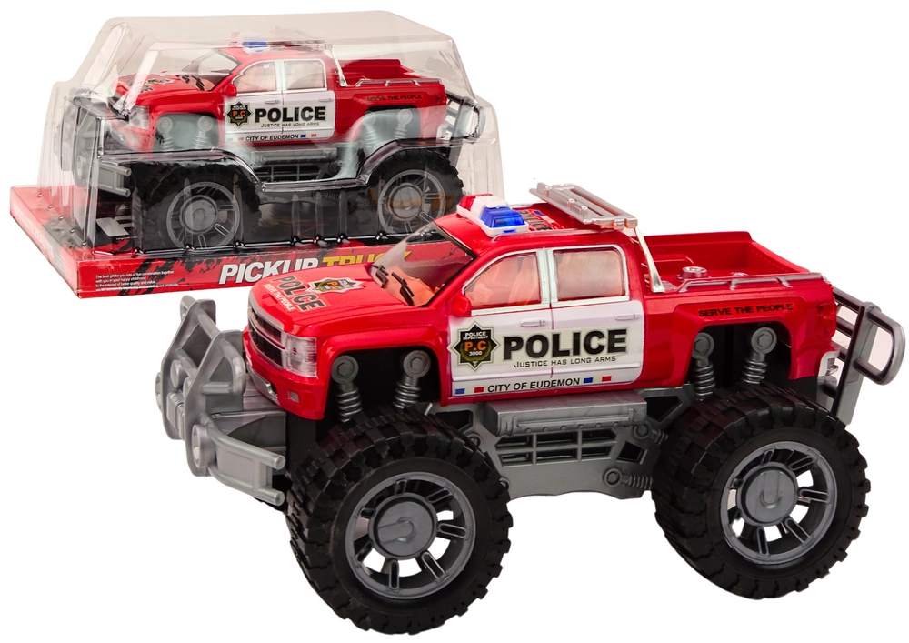 E-shop Policajný terénny pickup – červené auto na zotrvačník
