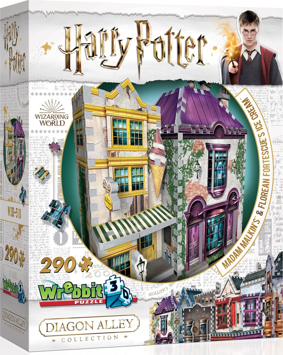 E-shop Wrebbit 3D puzzle Harry Potter Madam Malkinová: Oděvy pro každou příležitost a Zmrzlinářství Florea 290 ks