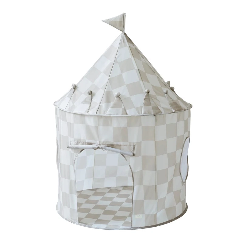 3 Sprouts detský stan recycled checkerboard beige