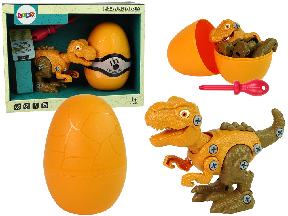 E-shop Lean Toys Sada Vajíčka s Dinosaurom na šrobovanie - oranžový