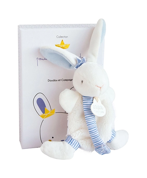 E-shop Doudou et Compagnie Paris hračka s úchytom na cumlík králiček 15 cm modrý