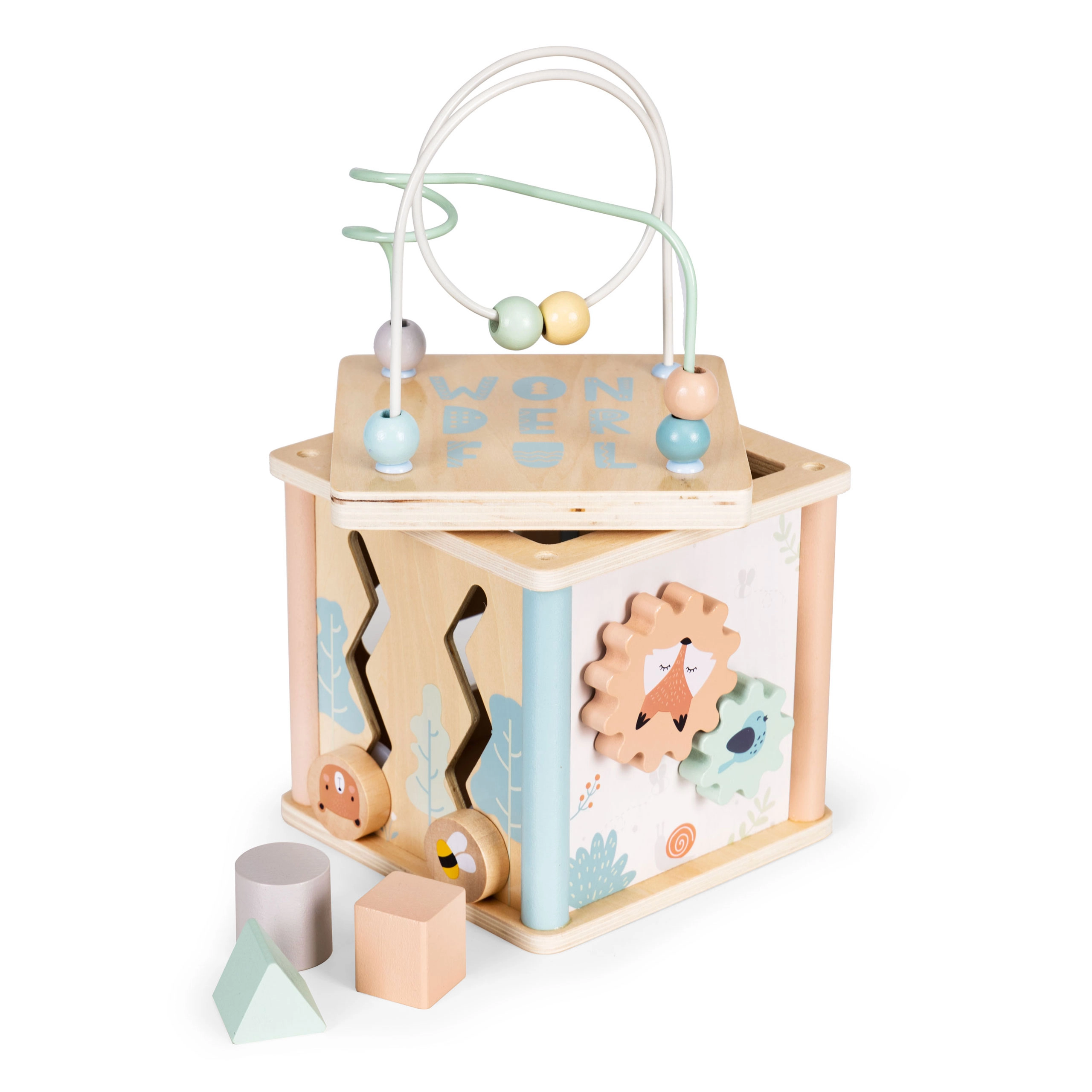 E-shop Ecotoys edukačná kocka Sorter hnedá