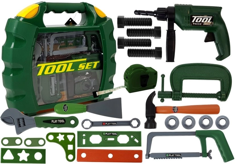 E-shop Lean Toys súprava náradia pre domácich majstrov v zelenom kufri