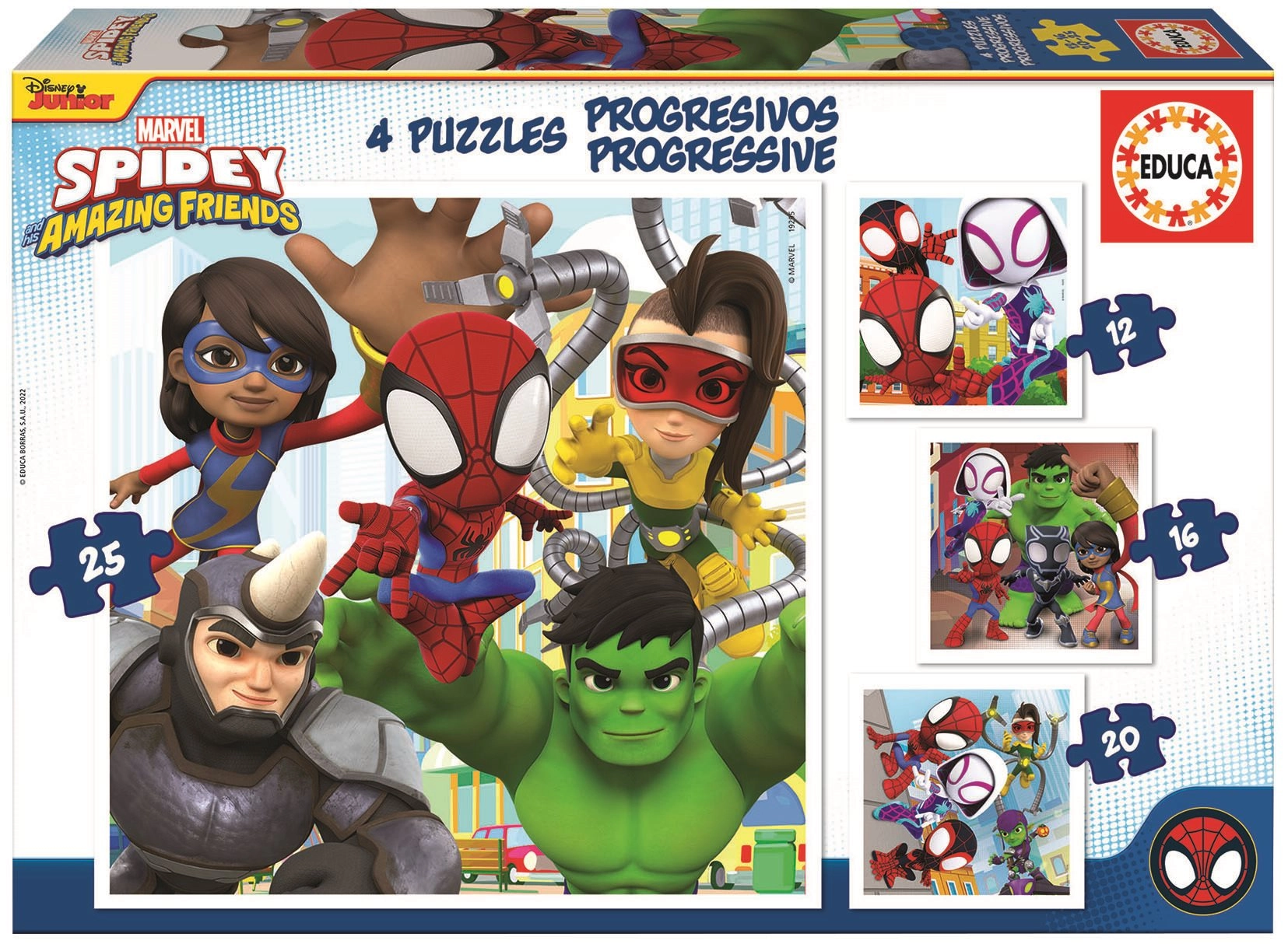 E-shop EDUCA Spidey a jeho úžasní přátelé 4v1 12,16,20,25 dielov