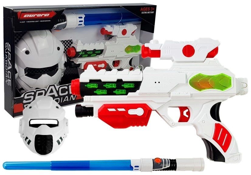 E-shop Lean Toys vesmírna súprava zbraní s maskou bielo červená