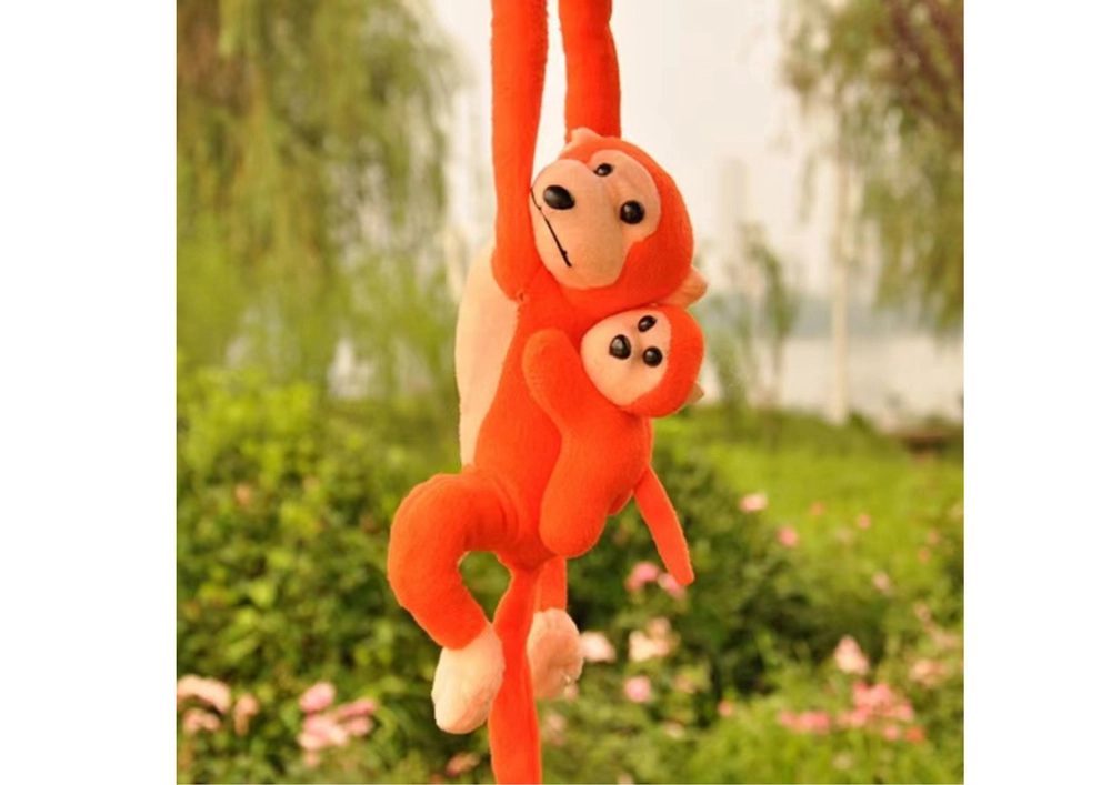 Lean Toys Opica s mláďatkom oranžová 70 cm