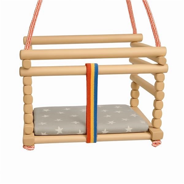 Detská buková hojdačka BABY MIX prírodná s poduškou