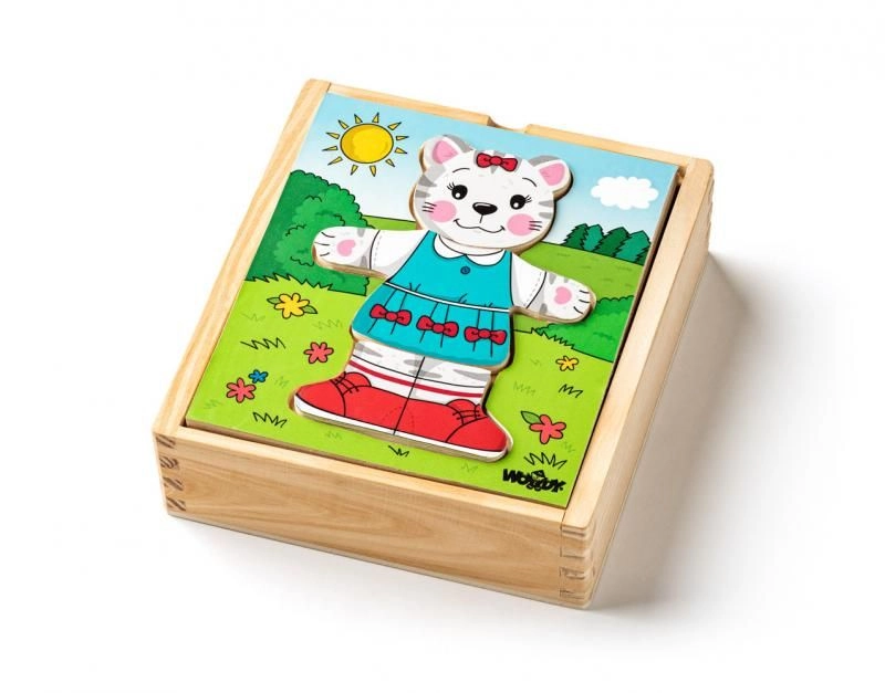 E-shop Woody puzzle šatníková skriňa Mačička 18 dielov