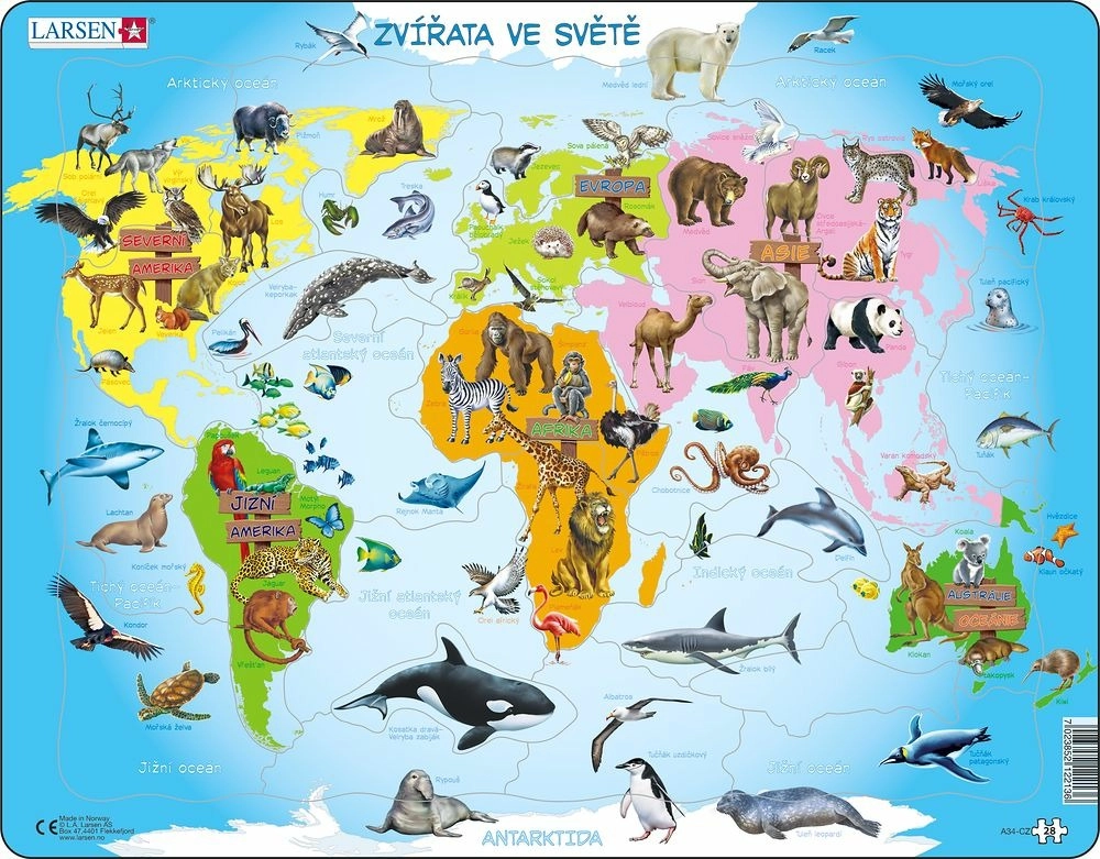 E-shop Larsen vzdelávacie puzzle Zvieratá sveta 28 dielikov