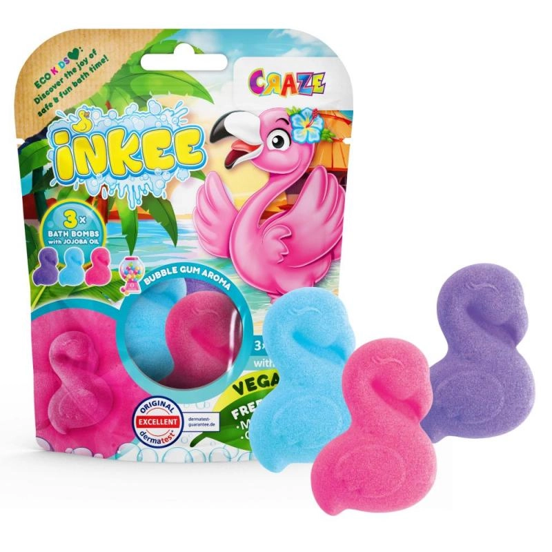 E-shop Craze INKEE Flamingo bomba do kúpeľa pre deti 3x55 g