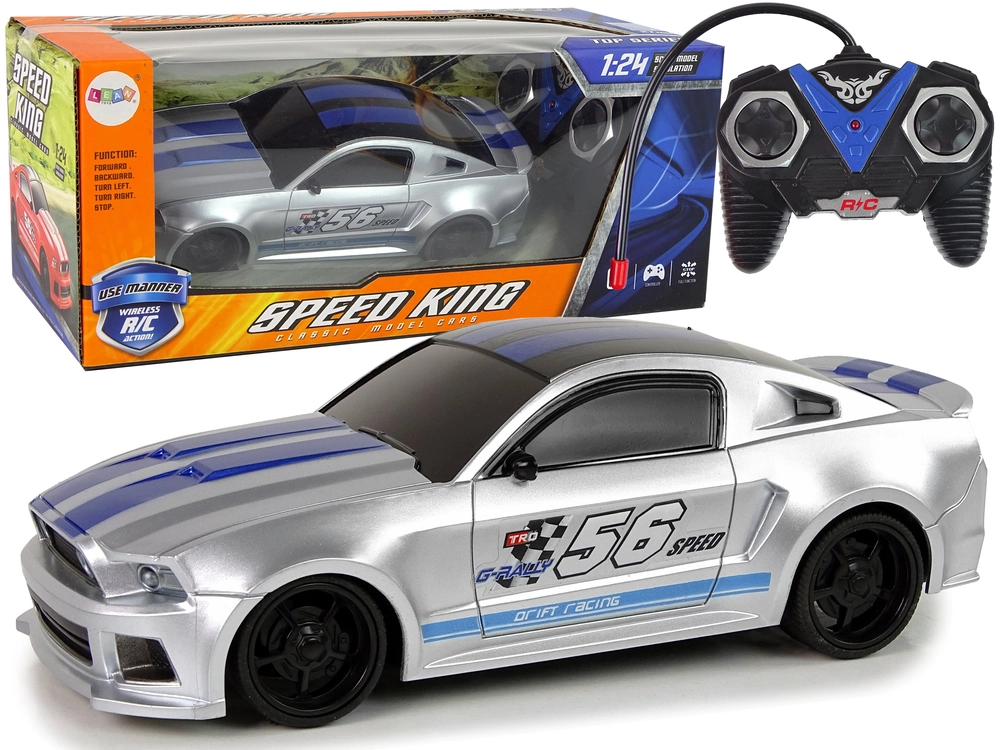 E-shop Rýchle strieborné diaľkovo ovládané športové auto 1:24