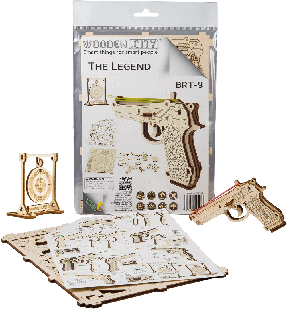 E-shop Wooden City 3D puzzle Pistole Legend BRT-9, 31 ks