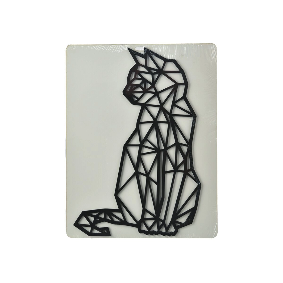 E-shop Nástenná dekorácia Mačka – geometrická silueta, čierna, drevo 24 × 36 cm