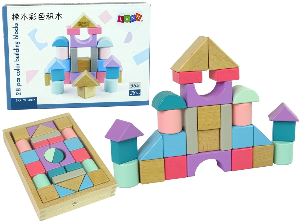 E-shop Lean Toys bloky v pastelových farbách 28 ks