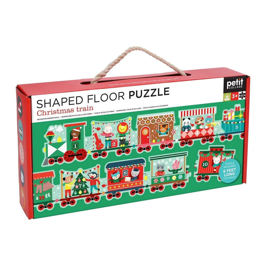 E-shop Petit Collage podlahové puzzle vianočný vláčik