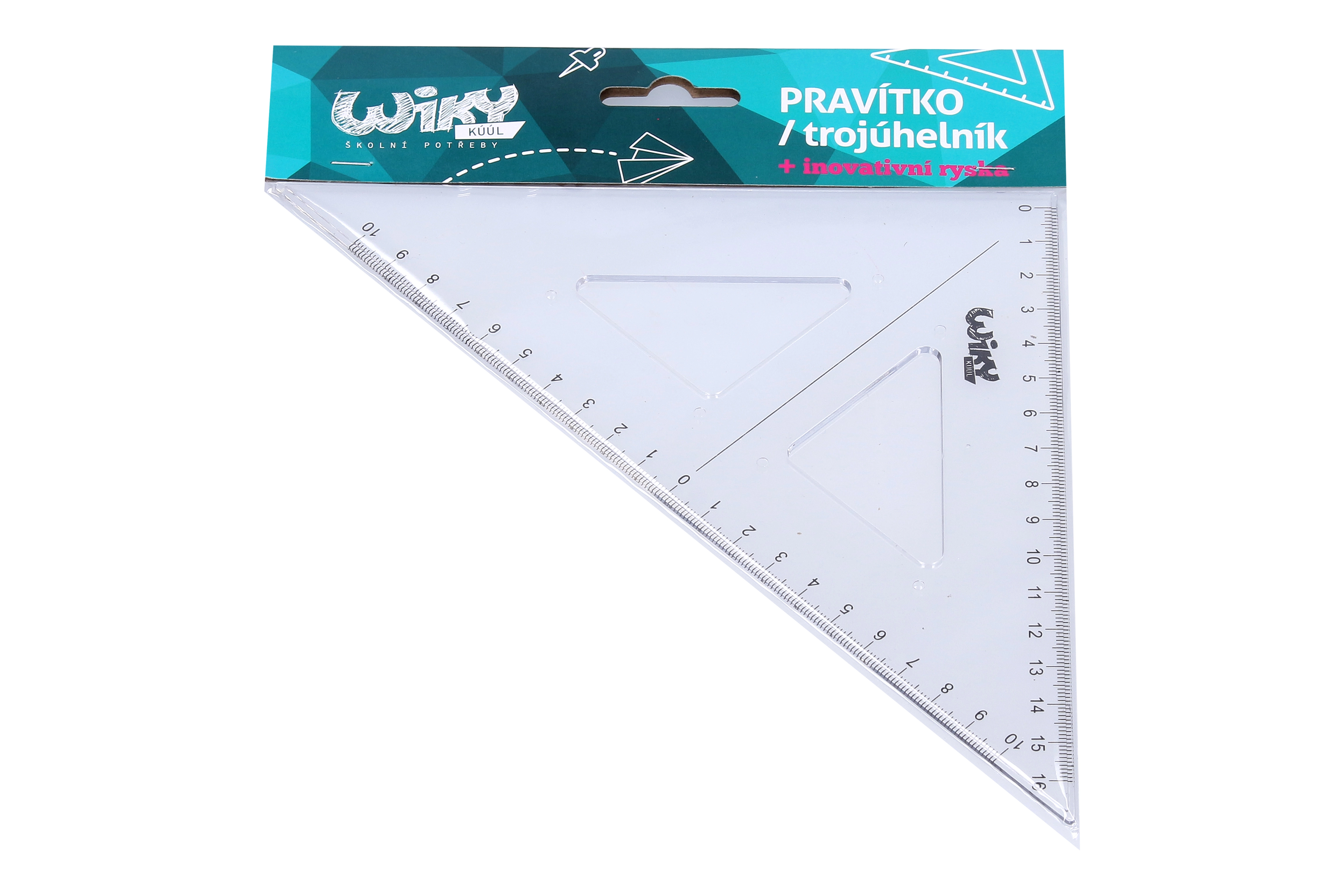 E-shop Priehľadné trojuholníkové pravítko s inovatívnou ryskou