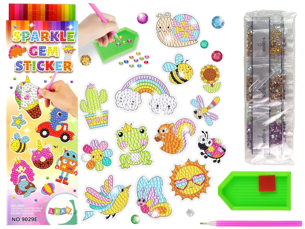 E-shop Lean Toys Sada nálepiek s mozaikou rôznych zvieratiek + diamanty