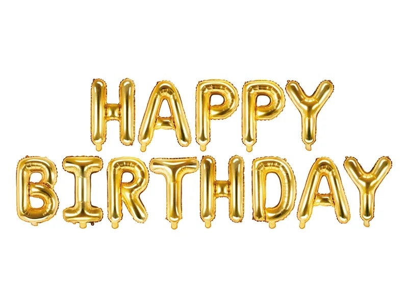 E-shop Fóliový balón zlatý Happy Birthday 340cm x 35cm