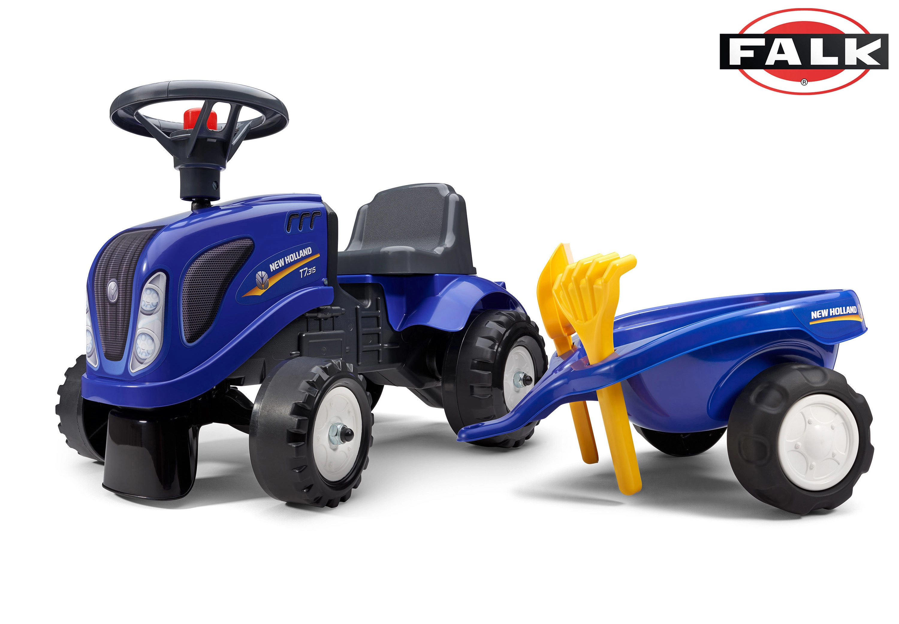 Falk traktor New Holland modré s volantem a valníkem